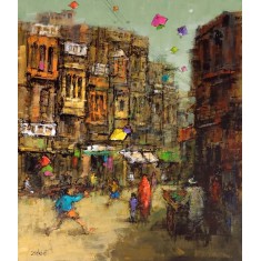 Zahid Saleem, 30 x 36 Inch, Acrylic on Canvas, Cityscape Painting, AC-ZS-215